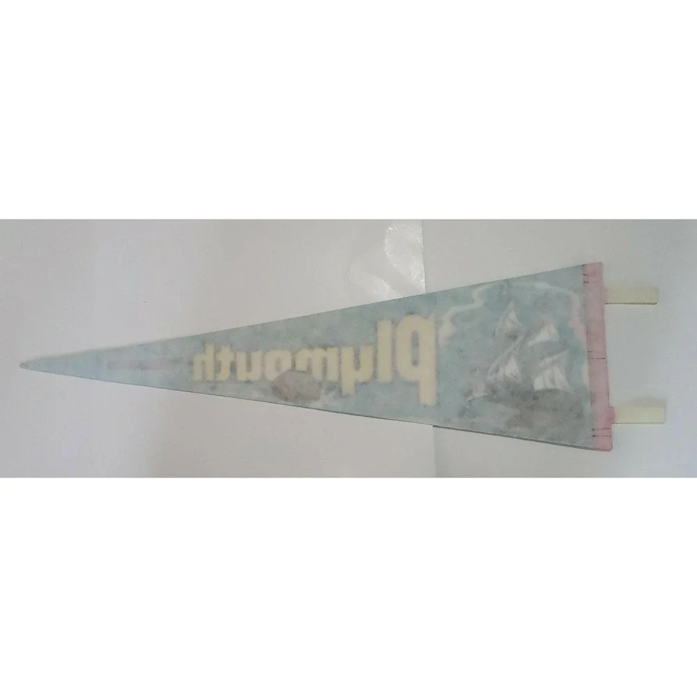 Vintage Plymouth Rock, MA Mayflower‎ travel souvenir felt flag banner pennant